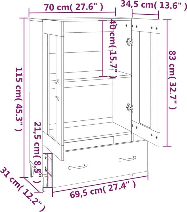 Produktbild vidaXL Highboard (70 x 70 x 115 cm)