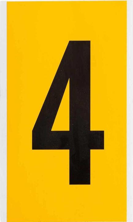 Brady B-946, 1570-4, Vinyl, Beschriftung: 4, Schwarz auf Gelb, 127 x 228mm, Schrifthöhe 152mm(25 K (12.70 cm)