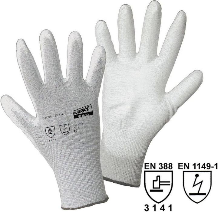Actual product image Worky Fine knit glove ESD Nylon/PU (11)