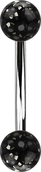 Produktbild Star Piercing Banane silber mit zwei Kristall Kugeln schwarz Epoxy Schutzschicht (Chirurgenstahl 316L)