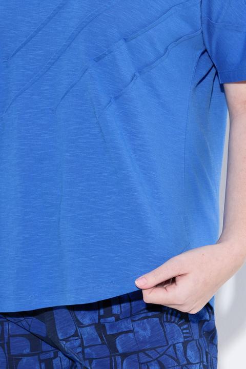 Actual product image Ulla Popken Damen grosse Grössen T-Shirt, Biesen, Rundhals, Halbarm kornblumenblau 50+ 838884744-50+ (50, 52)