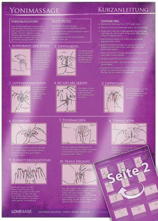 Immagine prodotto Yoni-Massage Kurzanleitung (2020) - 23 Massage-Techniken für die Tantramassage und mehr Genuss (Tedesco, Yella Cremer, 2015)