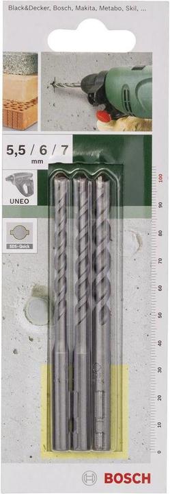 Actual product image Bosch Zubehör Concrete drill bit set, 3-piece, SDS quick, 5.5 - 7 mm (5.5 mm, 6 mm, 7 mm)