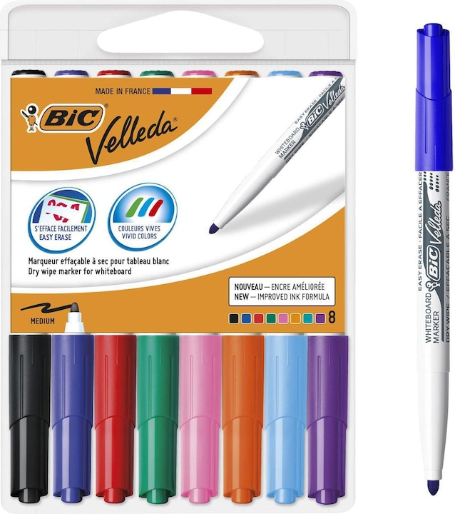 Bic Marcatore per lavagne bianche Velleda (Multicolore, 1.40 mm, 8 x)