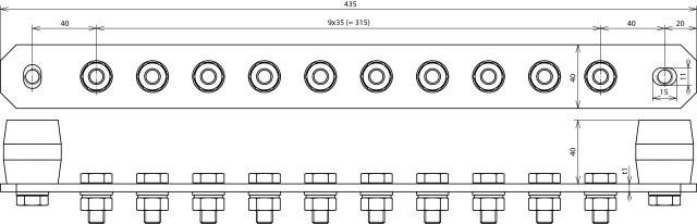 Actual product image Dehn Equipotential bonding rail