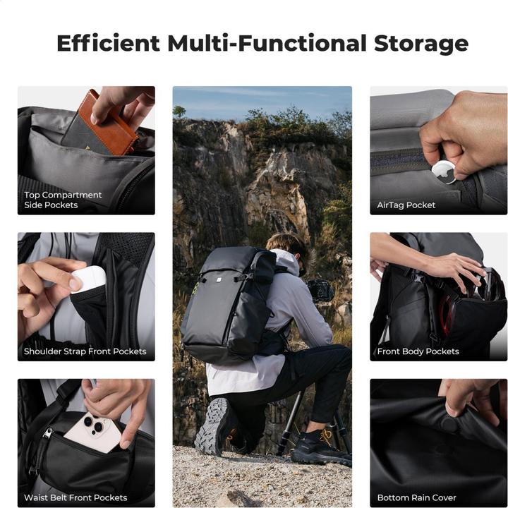 Actual product image K&F Concept Outdoor Backpack 30L Star Wander 04 (Black) (Photo backpack, 30 l)