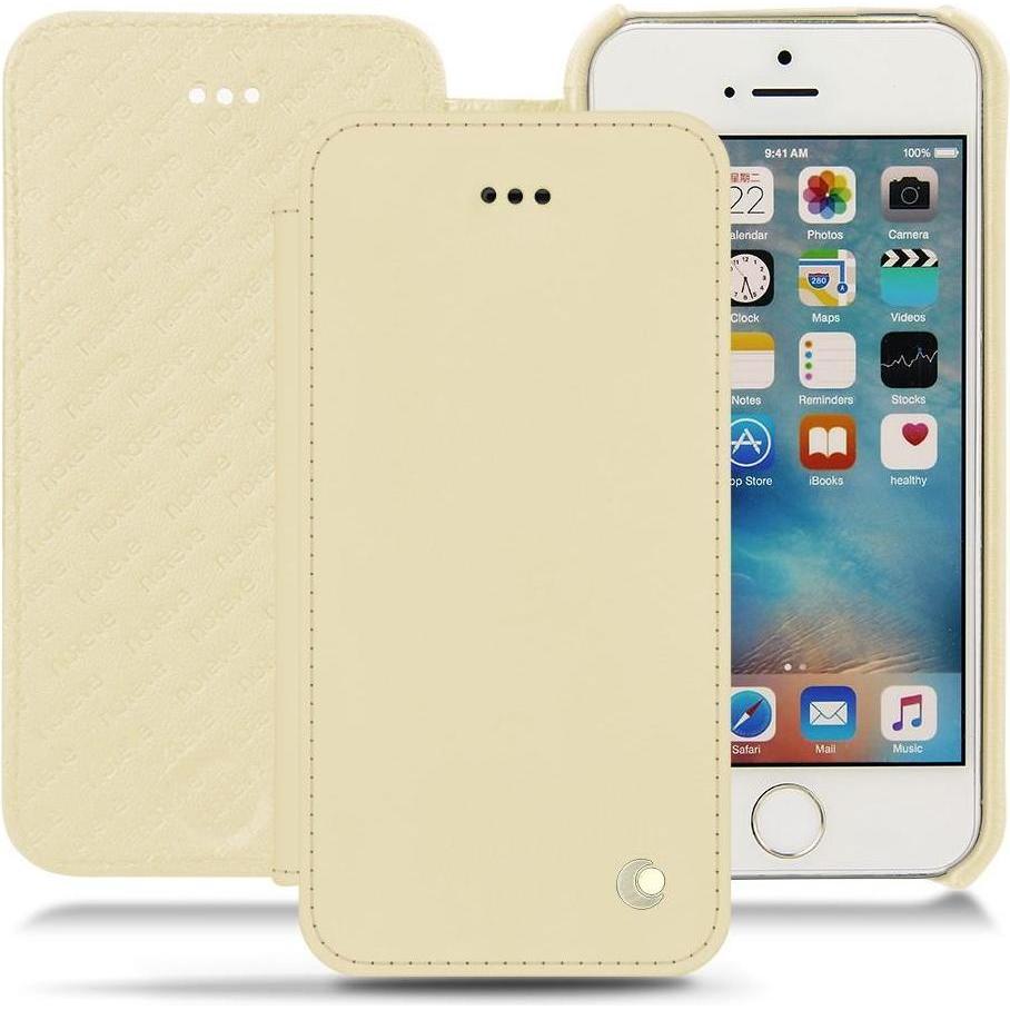 Noreve Lederschutzhülle horizontal (Apple iPhone SE), Smartphone Hülle, Beige