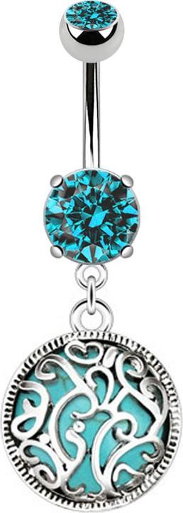 Immagine prodotto Star Piercing Banana d'argento con medaglione pendente e pietra turchese (senza ottone, Mnerale, Acciaio chirurgico 316L)