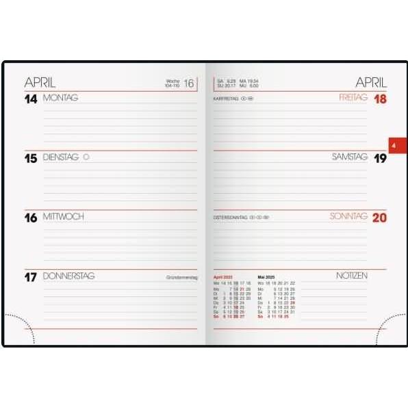 Thumbnail - Brunnen, Agenda, Taschenkalender Modell 731 10x14cm 1 Woche/2 Seiten Kunstleder-Einband braun 2025 (10 x 14 cm, Deutsch)