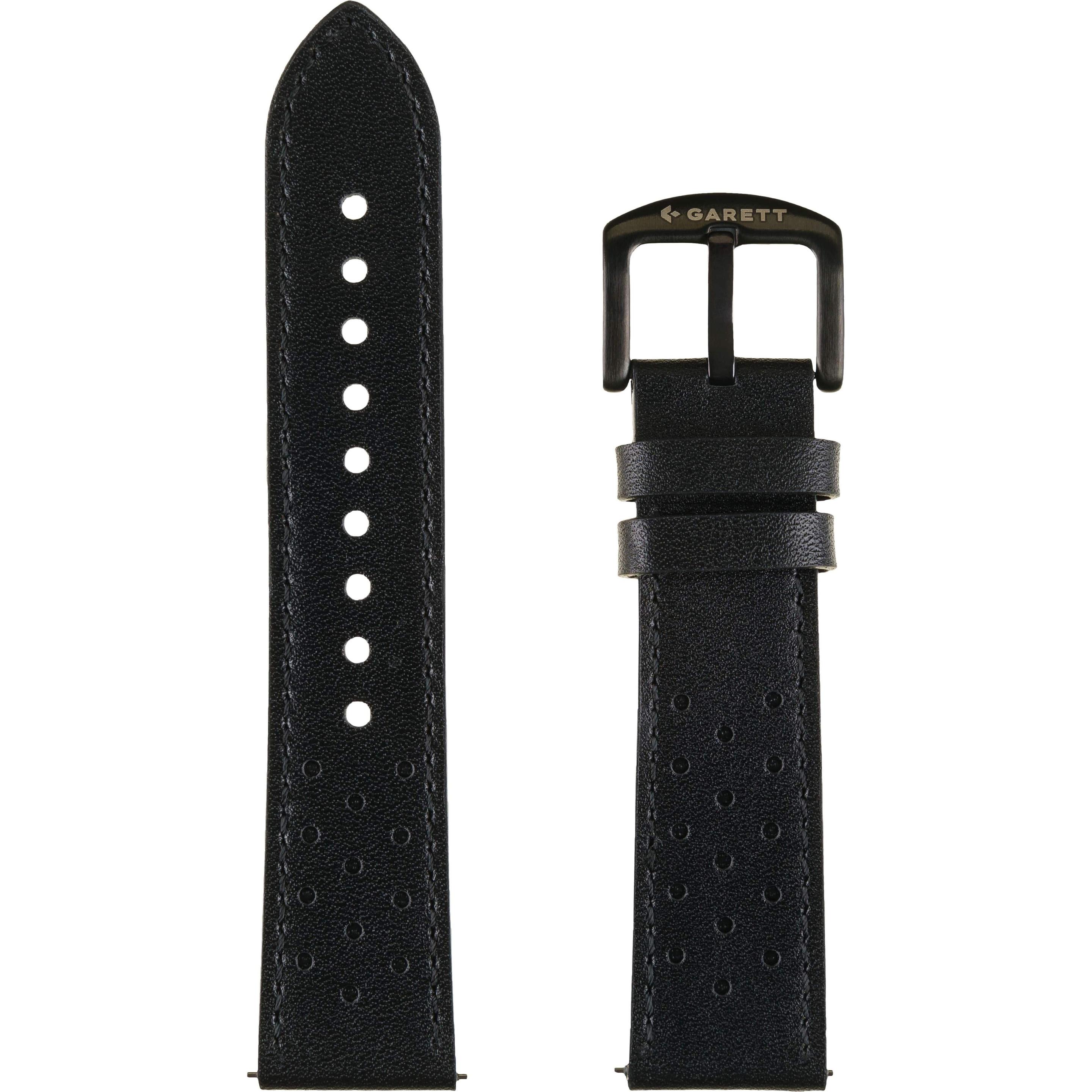 Garett univerzální řemínek 22 mm, černý kožený, Accessori per smartwatch, Nero