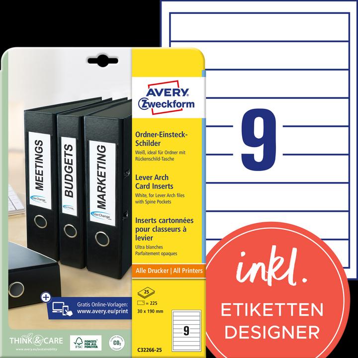Produktbild Avery Ordner-Einsteckschilder