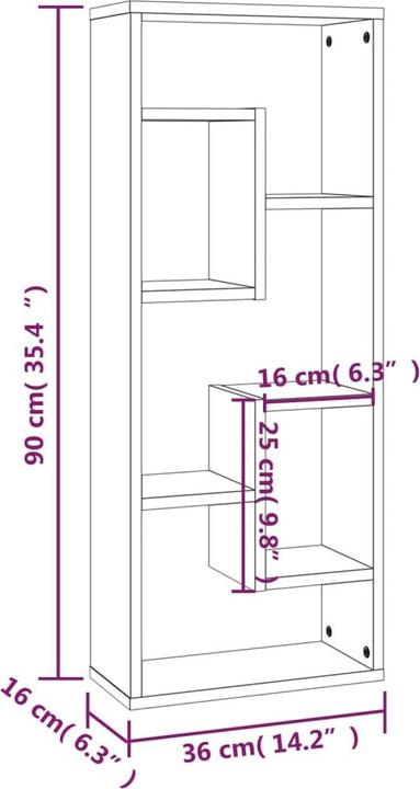 Actual product image vidaXL Wandregal (36 x 16 x 90 cm)