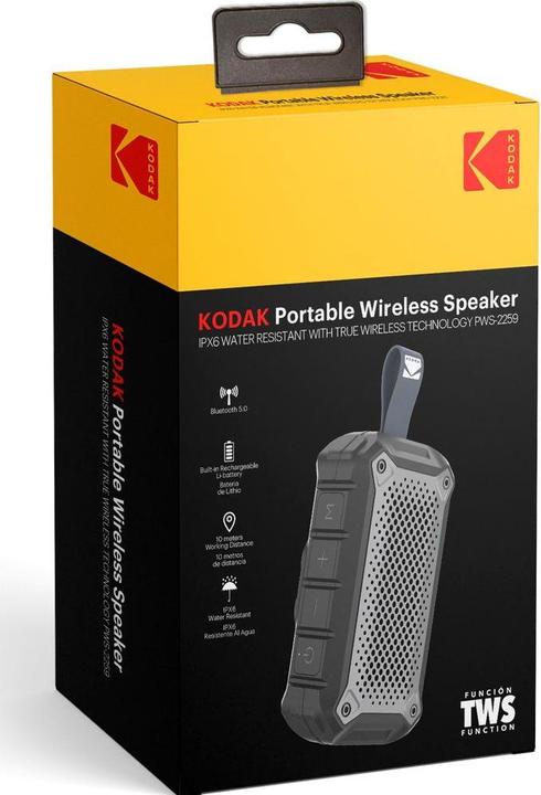 Actual product image Kodak PWS-2259 5 watt speaker with IPX6 standard (12 h, Electrical connection)