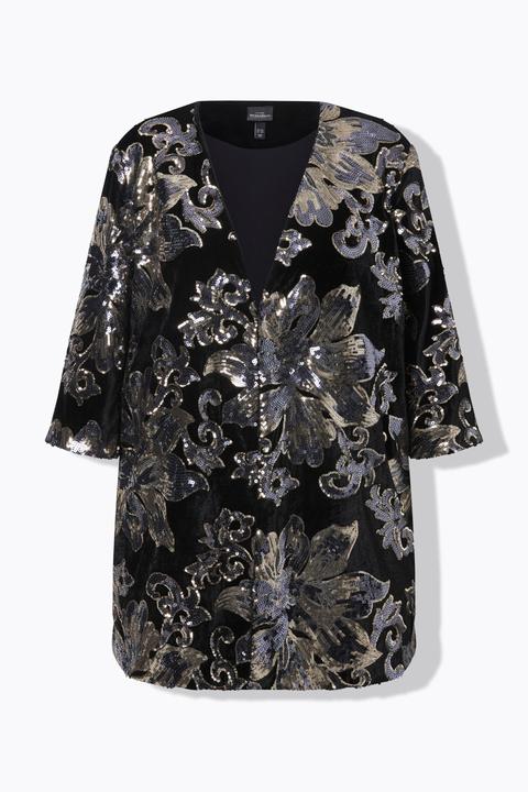 Actual product image Ulla Popken Floral Sequined Velvet Jacket (54)