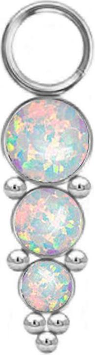 Produktbild Star Piercing Anhänger silber drei Opale weiss mit Kugeln (ohne Messing, Chirurgenstahl 316L)