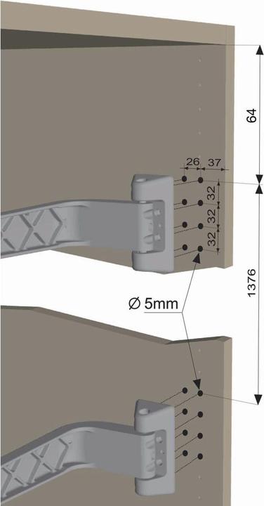 Produktbild Servetto Schwenktürbeschlag MOTION-V KB 600 mm, Druckgussaluminium grau lackiert
