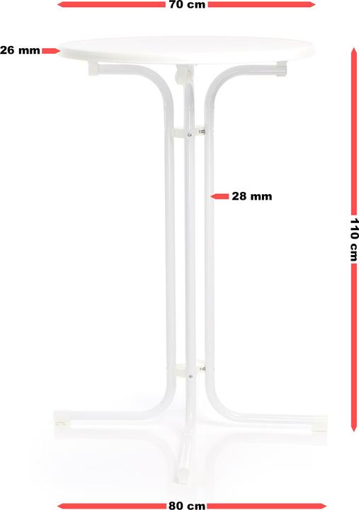 Image du produit Wiltec Table de bistrot pliante Toboli Blanc Ø 70 cm Table de bar Table de fête ronde