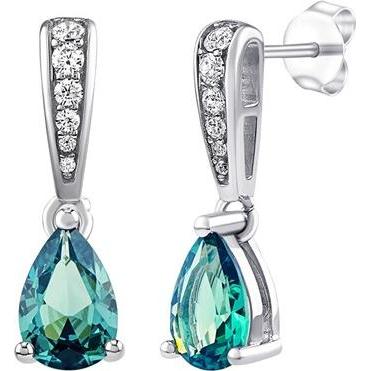 Silvego, Ohrringe, Ella Silver Synthetic Paraiba Tourmaline and Brilliance Zirconia Earrings MSS195EPAR