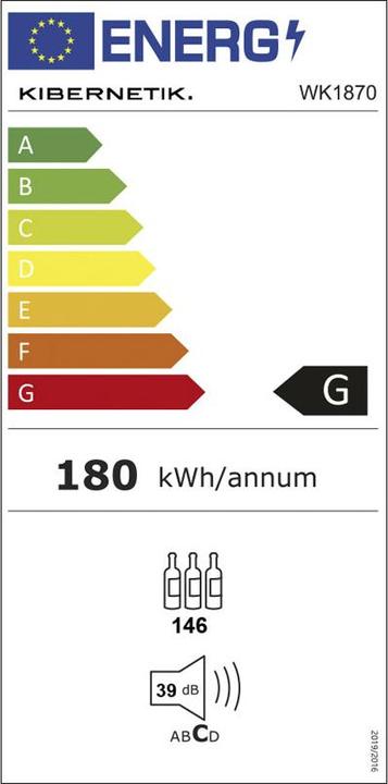 Energie-Label Kibernetik FSP Weinklimaschrank 141 - 146 Flaschen Chromstahl