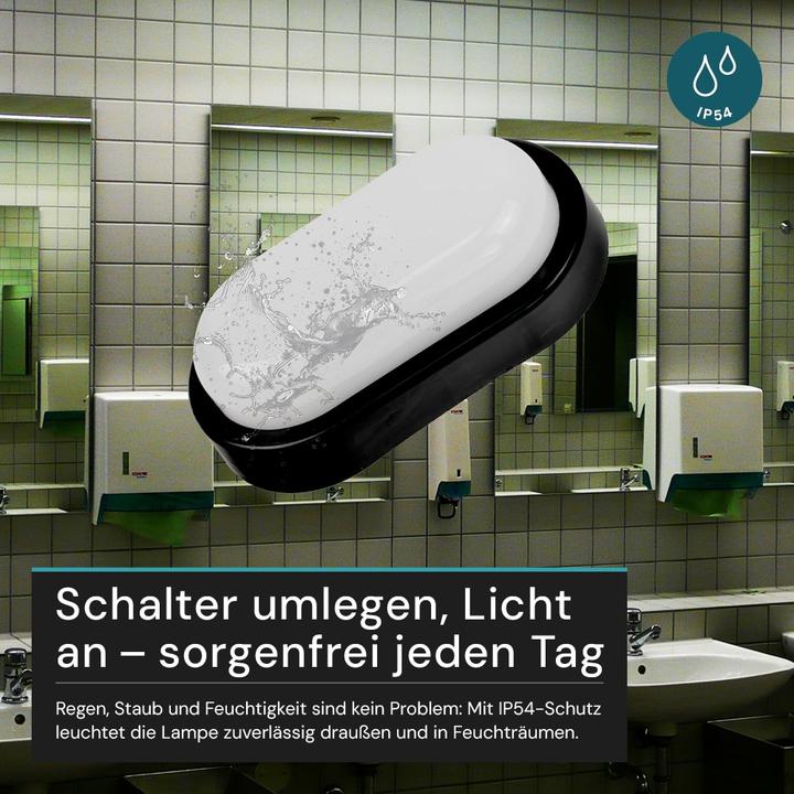 Image du produit Luxula LED-Kellerleuchte, 12W, EEK: F, 1080lm, CCT, IP54, schwarz (1080 lm)