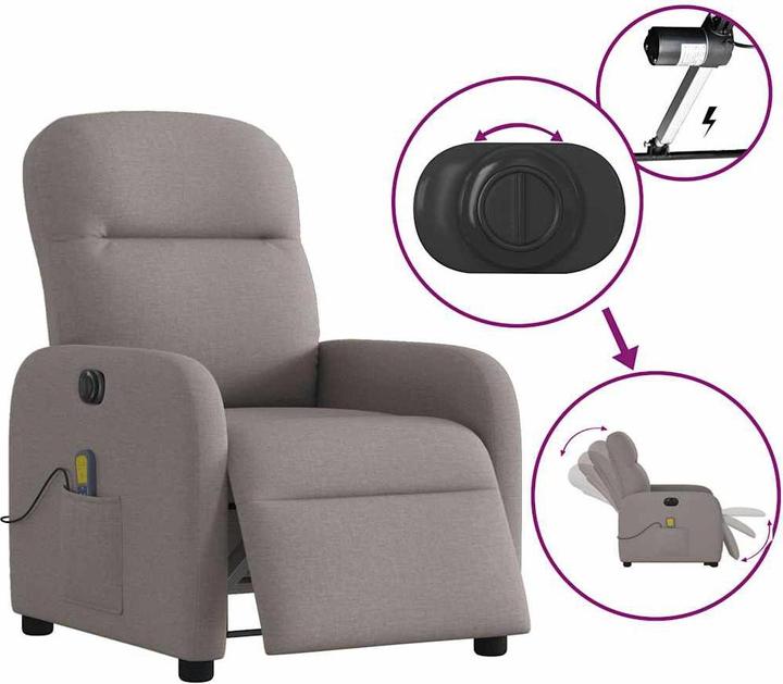 Actual product image VidaXL Massage chair electric taupe fabric