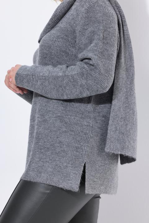 Immagine prodotto Ulla Popken Maglione a costine con sciarpa integrata e maniche lunghe (54)