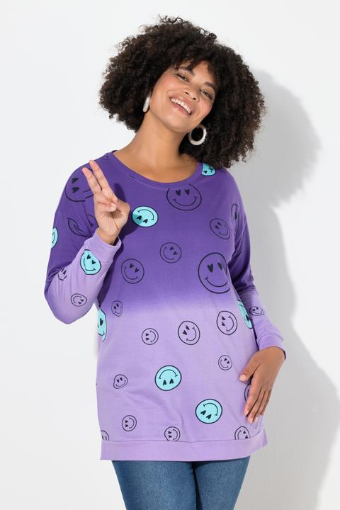 Image du produit Angel of Style Sweat-shirt oversize à manches longues, imprimé Smileys et dégradé de couleurs (44)