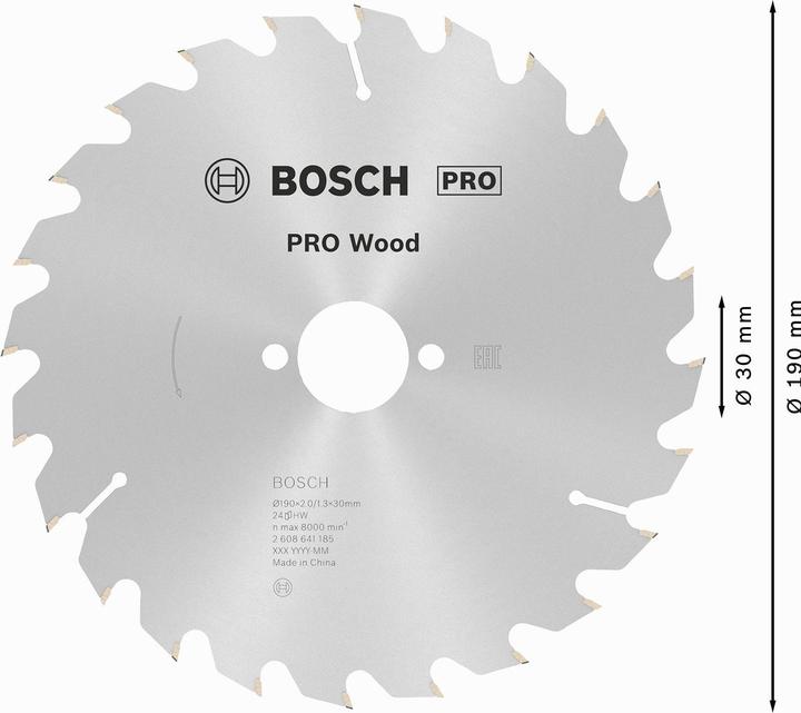 Image du produit Bosch Professional Zubehör Lame de scie circulaire PRO Wood, 190 x 2 x 30 mm