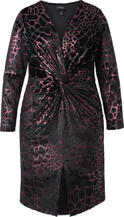 Produktbild Ulla Popken Jerseykleid, Animal-Flockdruck, V-Ausschnitt, Langarm (54)