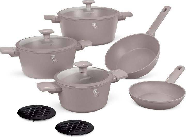Image du produit BerlingerHaus Set de cuisine design avec dessous de plat, 10 pièces, taupe (Ensemble de casseroles et de poêles de cuisson, Aluminium)
