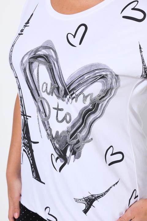 Produktbild Miamoda T-Shirt, Komfort Fit, Paris/Herz-Druck, elastischer Saum (60)