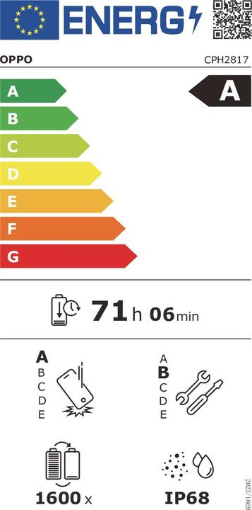Energy Label OPPO A6 (256 GB, Black, Sapphire Black, 6.75", Dual SIM, 4G)