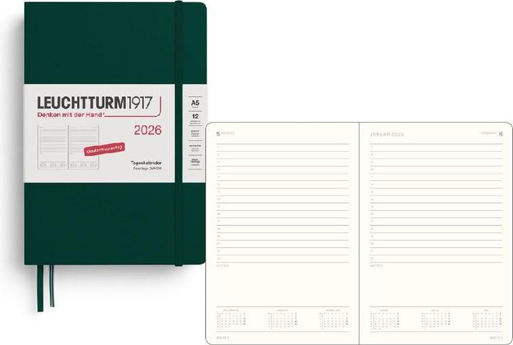 Actual product image Leuchtturm1917 Leuchtturm 1t/S Medium Hc For.Green (A5, 1 day / 1 page)