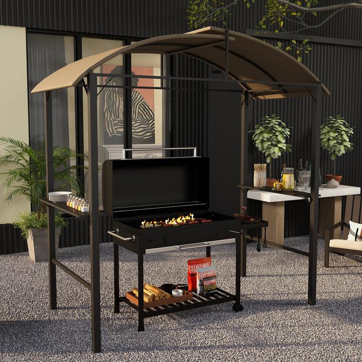 Actual product image Outsunny Barbecue pavilion with storage area and hanging hooks (233 cm, 110 cm)