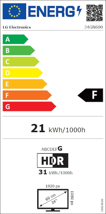Energie-Label LG 24GN600-B UltraGear (1920 x 1080 Pixel, 23.80")