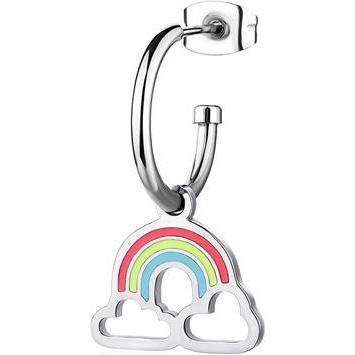 Sagapo, Ohrringe, S'Agapo Steel Single Earring With Rainbow Smile Ssm021