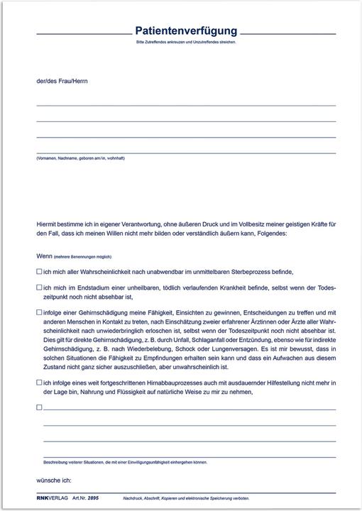 Immagine prodotto Rnk Cartella "Il mio testamento biologico", per 1 persona, DIN A4, blu scuro