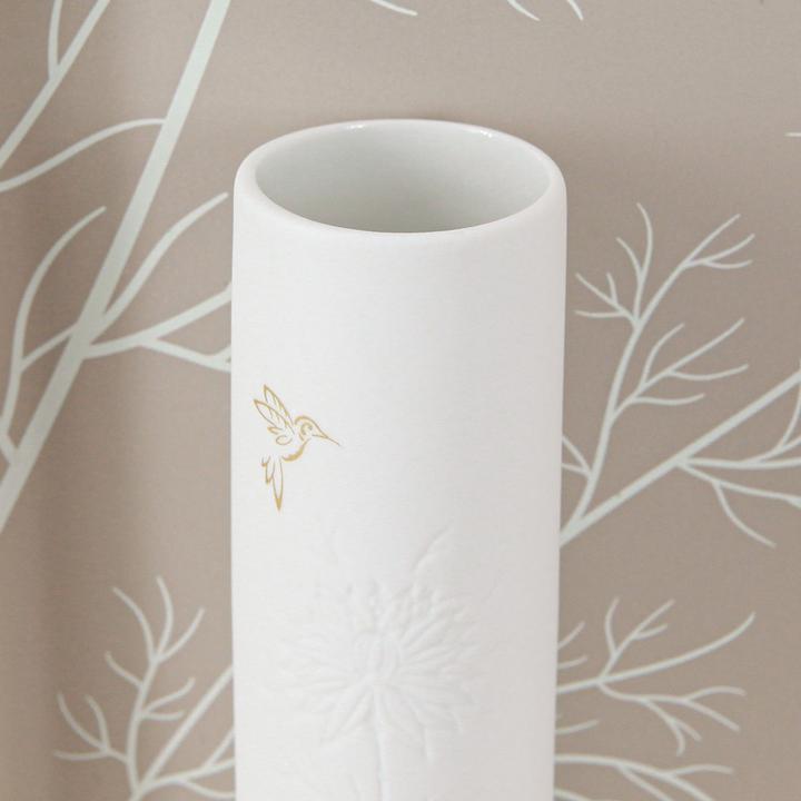 Viana Wandbild Holz mit Mini-Vasen Keramik für Ihre Wanddeko (18 x 35 cm)