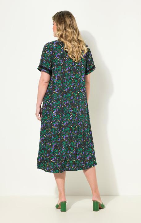 Actual product image Miamoda A-line maxi dress with leaf pattern and half sleeves (52)