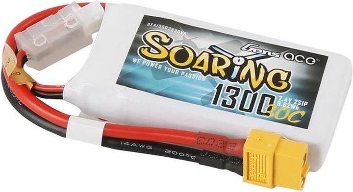 Immagine prodotto Gens Ace Batteria RC LiPo 1300 mAh 7,4 V 30 C Soaring (7.40 V, 1300 mAh)