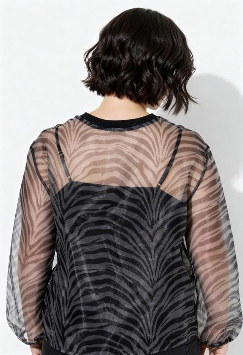 Immagine prodotto Ulla Popken Bluse, Animalmuster, doppellagig, Rundhals, Langarm (54)