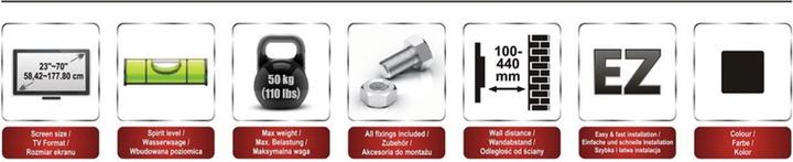 Actual product image Red Eagle AX Hammer TV wall bracket for 58.4-177.8 cm (23-70 inch) TV (up to 25 kg) PU (Wall, 50 kg, 23" - 70")