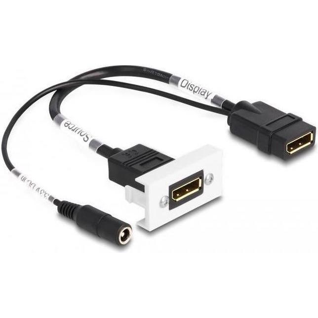 Delock Easy 45 DisplayPort 4K 60 Hz Modul mit DC Einspeisung 2,1 x 5,5 mm und Kabelpeitsche, 22,5 x 45 m... (2.25 cm), D...