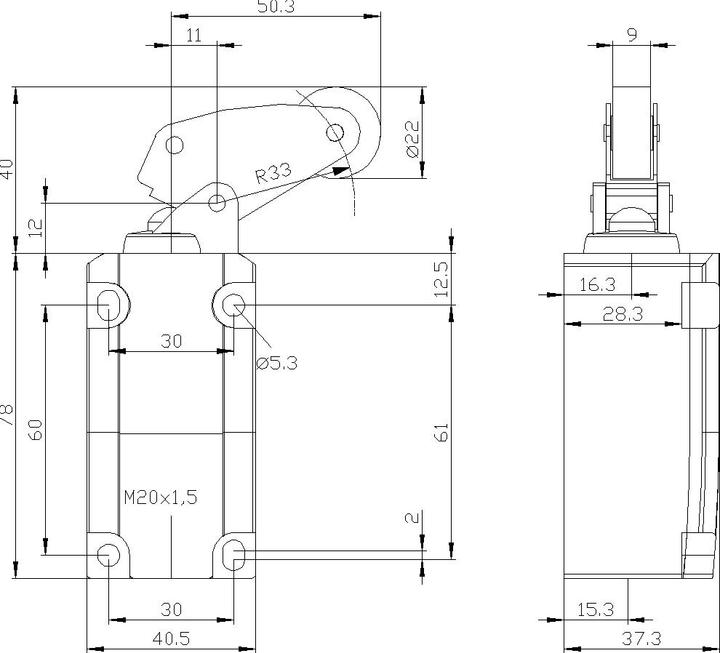 Produktbild Siemens Positionsschalter 40mm Winkelrollenhebel