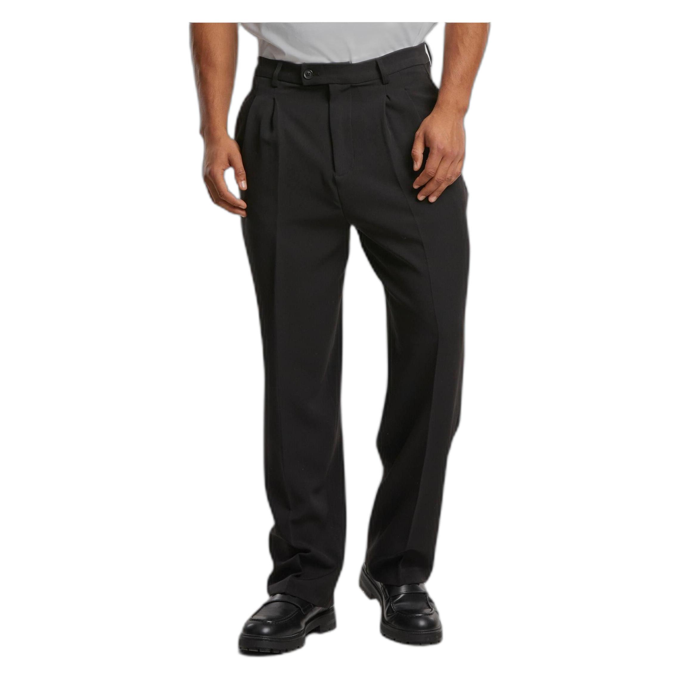Urban Classics, Herren, Hosen, Doppel-Pfaltenhosen, Schwarz, (32)