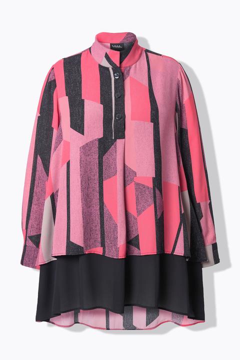 Actual product image Ulla Popken Graphic Print Layered Tunic Blouse (58)