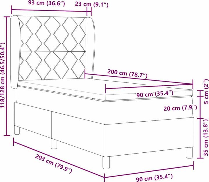 Actual product image vidaXL Boxspringbett (90 x 200 cm)