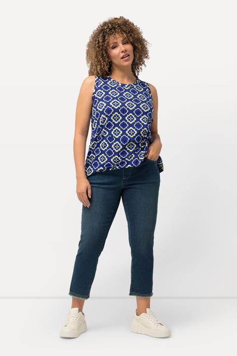 Immagine prodotto Ulla Popken Jeans a 7/8 modello Sienna con orli sfrangiati, taglio della gamba aderente e cintura elastica (60)