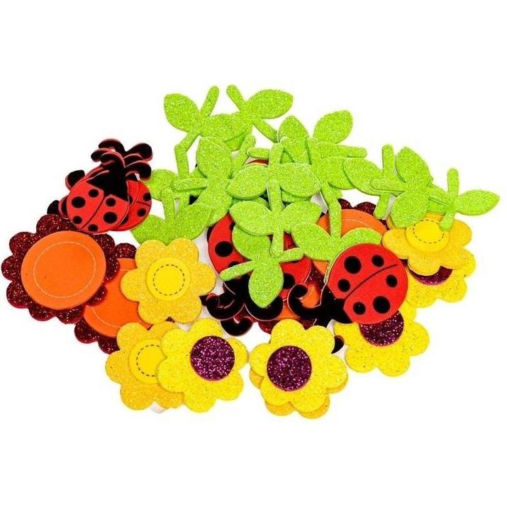 Brewis, Sticker, Schaumstoffaufkleber - Blumen und Marienkäfer 32 Stk