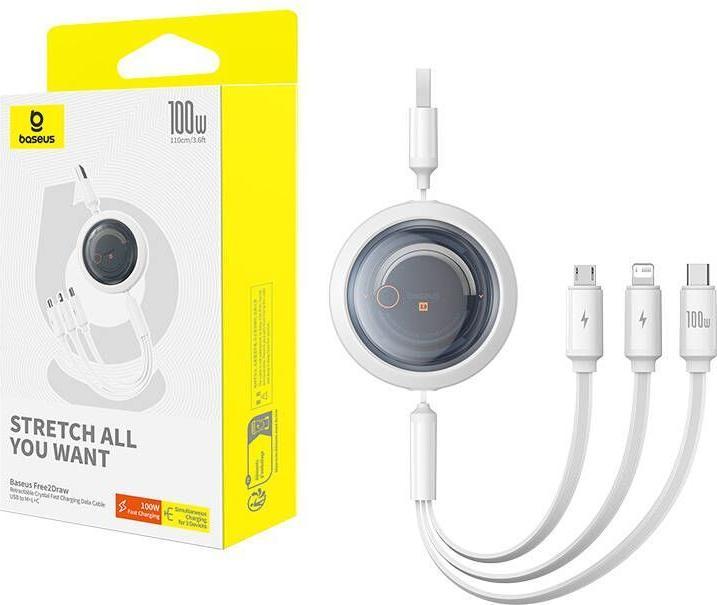 Actual product image Baseus Free2Draw Series USB-A to USB-C / Lightning / MicroUSB (1.10 m, USB 3.2 Gen 1, 100 W)